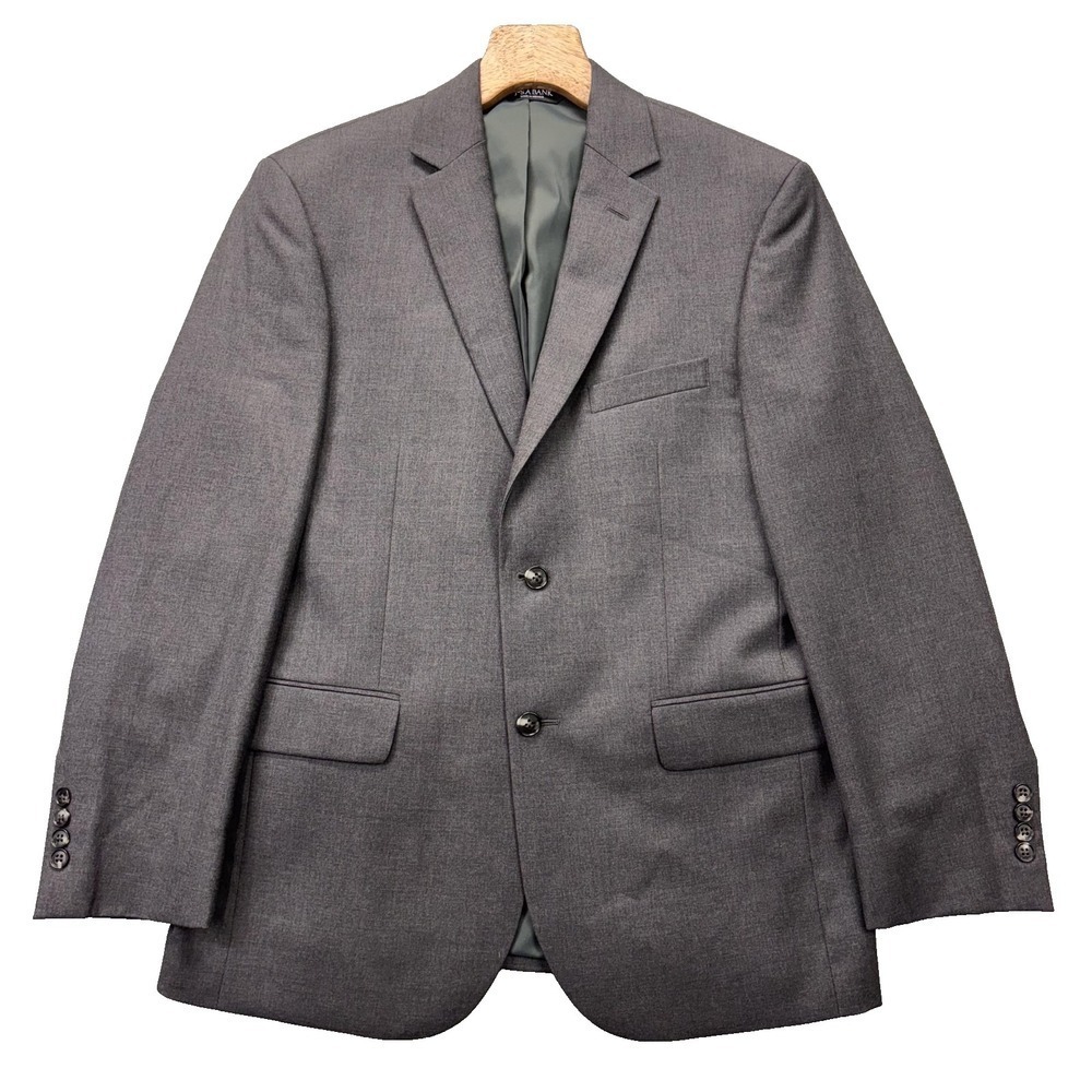 Jos A Bank Traveler Blazer Sport Coat Mens‎ 41R Gray Wool Tailored Fit 2 Button